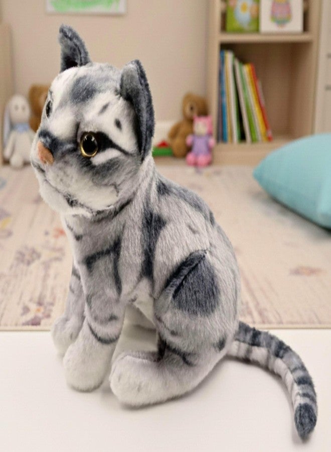Tickles Cute Musical Sitting Cat with Meow Meow Sound Soft Stuffed Plush Animal Toy for Kids Boys & Girls Birthday Gift (Color: Grey Size: 25 cm) - Image 2